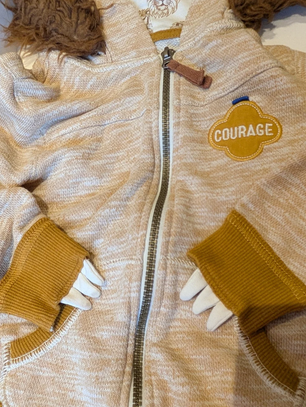 OshKosh B'gosh Lion Hooded Zip Jacket in Tan and Brown